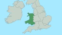 A highlighted map of the Wales UK region.