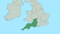 A highlighted map of the South West UK region.