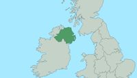 A highlighted map of Northern Ireland UK region.