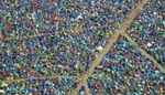 Aerial view of festival campsite.