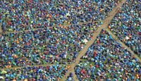 Aerial view of festival campsite.