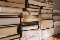 A large pile of books.