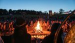 Gathering around the communal fire, Medicine Festival.