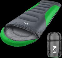 Image of envelope single sleeping bag by Trail, grey with green trim.