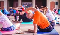 Yoga practitioners during a class.