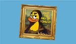 Duck cartoon over the mona lisa painting, for comedic effect.
