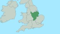 A highlighted map of the East Midlands UK region.