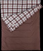 Image showing the Coleman Double Sleeping Bag, with brown exterior colour and checked interior.